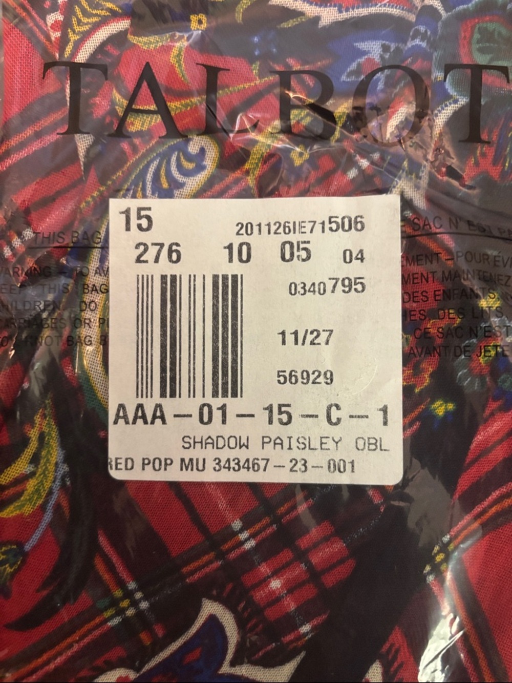 Talbots Women's Red Plaid Paisley Scarf - Picture 3 of 4